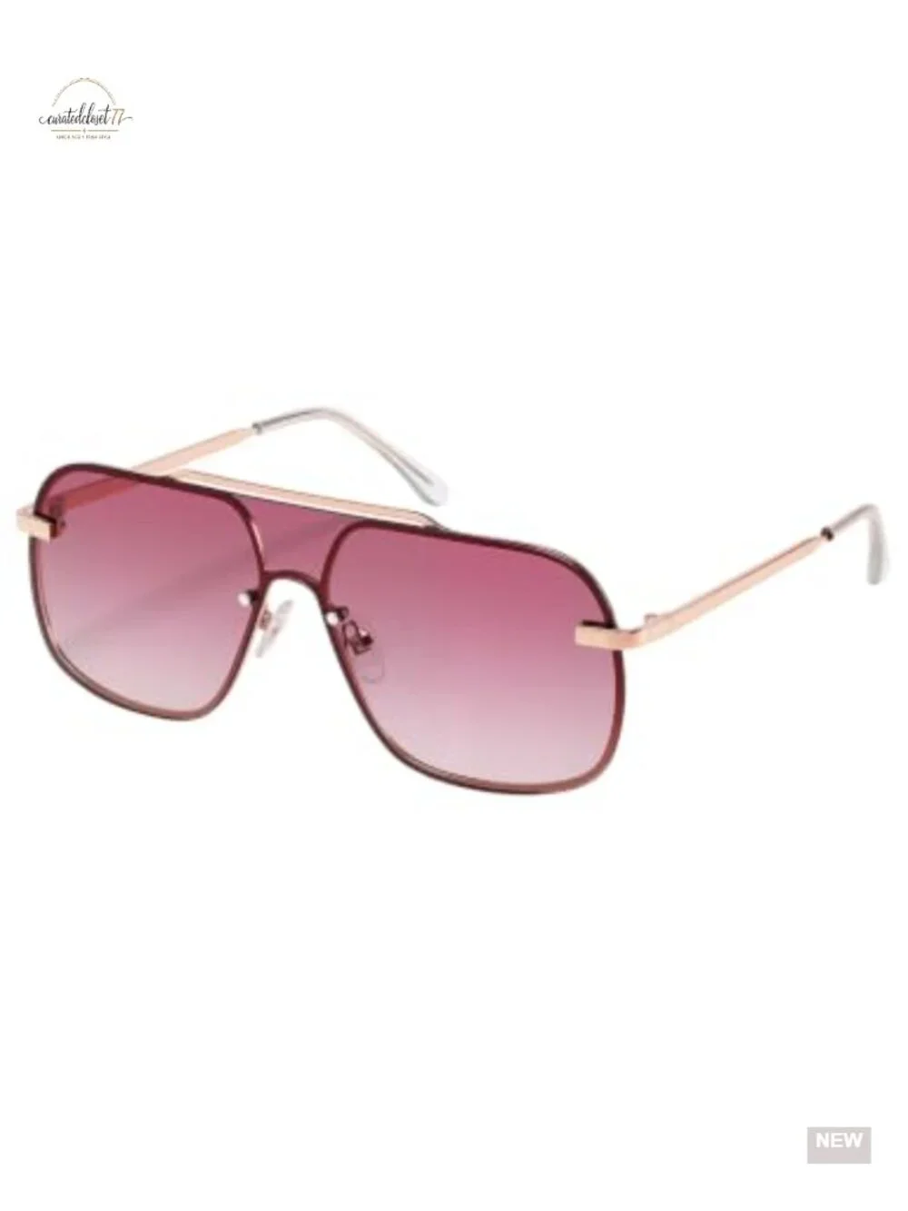 Y2K Frameless Shield Sunglasses UV400 Metal Square Oversized